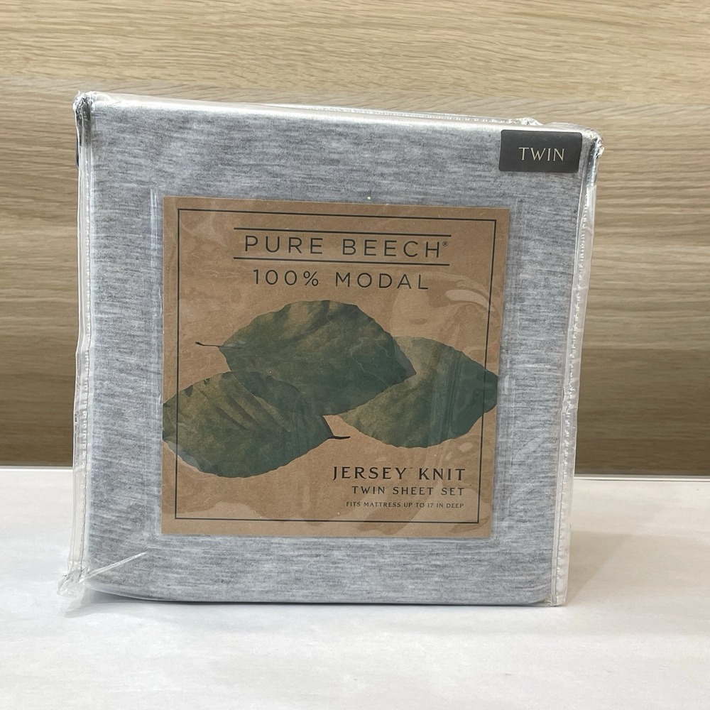 Pure Beech Modal Jersey Knit Twin Sheet Set Grey Soft HTF Discontinued NIP